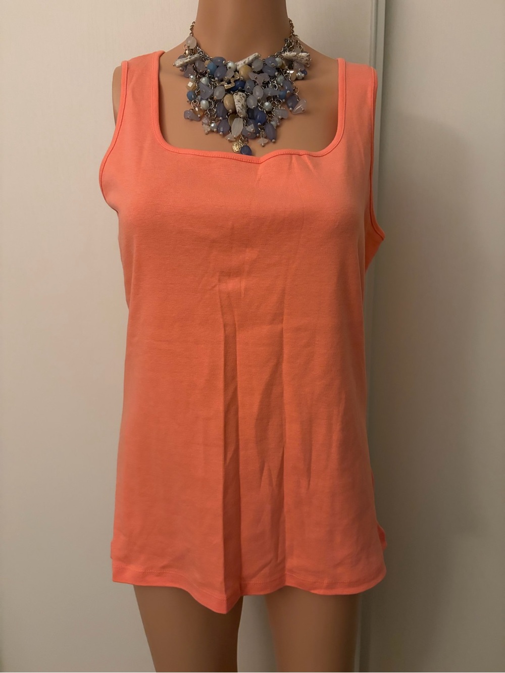 Style & Co. Coral-Orange Square Neck Tank Top